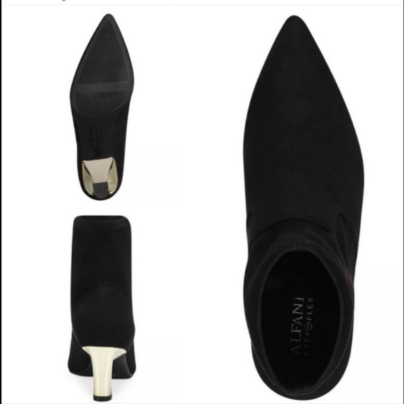 Alfani Bambey Faux Suede Ankle Boots Black - Picture 2 of 6